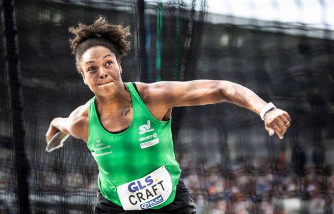 Deutsche Leichtathletik-Meisterschaften; Bochum-Wattenscheid, 25.07.2026 Shanice Craft (SV Halle) wird Deutsche Meisterin im Diskuswurf der Frauen; Deutsche Leichtathletik-Meisterschaften am 25.07.2026 im Lohrheidestadion in Bochum-Wattenscheid (Nordrhein-Westfalen). *** German Track and Field Championships, Bochum-Wattenscheid, July 25, 2026: Shanice Craft of SV Halle becomes the German champion in the women’s discus throw at the German Track and Field Championships on July 25, 2026, at the Lohrheidestadion in Bochum-Wattenscheid, North Rhine-Westphalia Copyright: xBEAUTIFULxSPORTS R.xSchmittx