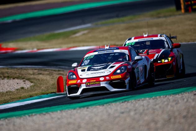 ADAC GT4 Germany, 5. + 6. Rennen Oschersleben 2026 20 Porsche 718 Cayman GT4 RS Clubsport, razoon - more than racing: Harald Huber, Jack James - picture by Gruppe C Photography Oschersleben Oschersleben Sachsen-Anhalt Germany Copyright: xGruppexCxPhotographyx