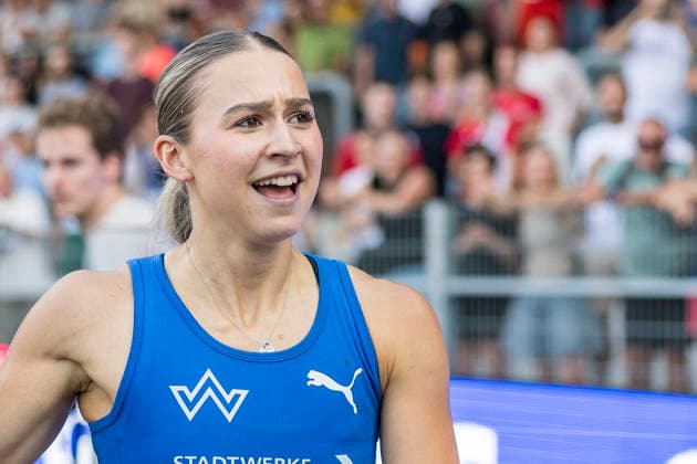 Deutsche Leichtathletik-Meisterschaften; Bochum-Wattenscheid, 25.07.2026 Jolina Ernst (TV Wattenscheid 01) gewinnt über 100m den Meistertitel; Deutsche Leichtathletik-Meisterschaften am 25.07.2026 im Lorheide-Stadion, Bochum-Wattenscheid (Nordrhein-Westfalen). *** German Track and Field Championships, Bochum Wattenscheid, July 25, 2026: Jolina Ernst of TV Wattenscheid 01 wins the 100-meter title at the German Track and Field Championships on July 25, 2026, at Lorheide Stadium, Bochum-Wattenscheid, North Rhine-Westphalia Copyright: xBEAUTIFULxSPORTS AxelxKohringx