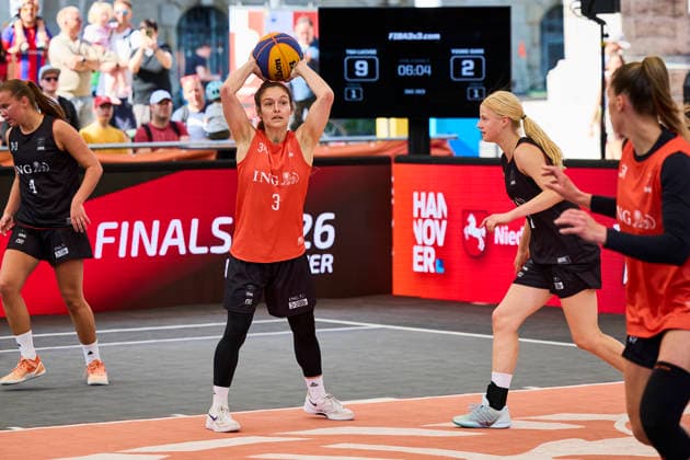 Basketball Gruppenphase Damen - DIE FINALS 2026 3x3 Basketball Gruppenphase Damen am 25.07.2026, Hannover Neues Rathaus Niedersachsen Deutschland *** Women s 3x3 Basketball Group Stage at DIE FINALS 2026: Women s 3x3 Basketball Group Stage on July 25, 2026, at the New City Hall in Hanover, Lower Saxony, Germany