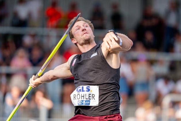 Wattenscheid, 25.07.2026, Leichathletik, Deutsche Meisterschaften, Männer, Speerwurf Thomas Röhler (GER, LC Jena) bei einem Wurf Bochum-Wattenscheid Lohrheidestadion NRW Germany *** Wattenscheid, July 25, 2026, Track and Field, German Championships, Men, Javelin Throw: Thomas Röhler (GER), LC Jena, during a throw at the Lohrheidestadion in Bochum-Wattenscheid, North Rhine-Westphalia, Germany