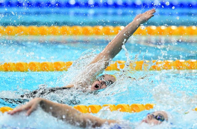 COM26 SWIMMING FINALS, Iona Anderson of Australia competes during the Women™s 100m Backstroke semi-final at the Glasgow 2026 Commonwealth Games at the Tollcross International Swimming Centre in Glasgow, Scotland, Saturday, July 25, 2026. ( NO ARCHIVING, EDITORIAL USE ONLY Glasgow Scotland United Kingdom  Copyright: xDEANxLEWINSx 20260726111714105617