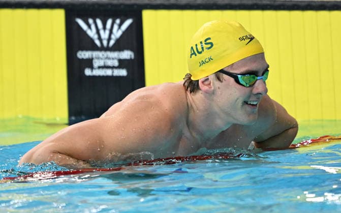 COM26 SWIMMING FINALS, Jamie Jack of Australia after competing in the Men™s 50m Freestyle semi-final at the Glasgow 2026 Commonwealth Games at the Tollcross International Swimming Centre in Glasgow, Scotland, Saturday, July 25, 2026. ( NO ARCHIVING, EDITORIAL USE ONLY Glasgow Scotland United Kingdom  Copyright: xDEANxLEWINSx 20260726197146339851
