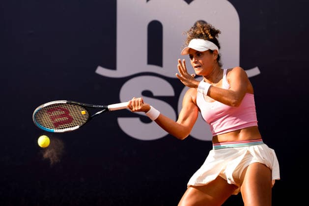 MSC Hamburg Ladies Open - Day 6 Mayar Sherif of Egypt plays during the semi-final match against fifth seed Tamara Korpatsch of Germany at the 2026 MSC Hamburg Ladies Open women s tennis tournament at Am Rothenbaum in Hamburg, Germany. Hamburg Hamburg Germany  Copyright: xOwenxHammondx originalFilename:hammond-2026msch260725_npnKE.jpg
