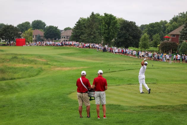 Hideki Matsuyama of Japan hits his tee shot on the eighth tee during the third round of the 2026 3M Open at TPC Twin Cities on July 25, 2026 in Blaine, Minnesota. CSM Golf 2026: PGA, Golf Herren 3M Open: Round 3  - ZUMAc04_ 20260725_zma_c04_033 Copyright: xStevenxGarciax