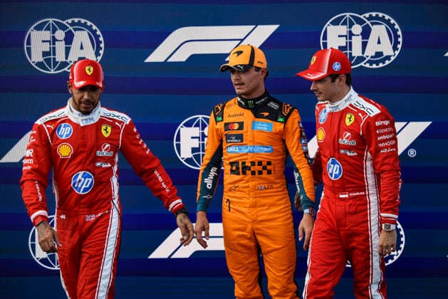 F1 - HUNGARIAN GRAND PRIX 2026 HAMILTON Lewis (gbr), Scuderia Ferrari SF-26, portrait NORRIS Lando (gbr), McLaren F1 Team MCL40, portrait LECLERC Charles (mco), Scuderia Ferrari SF-26, portrait pole position during the Formula 1 Hungarian Grand Prix 2026, 11th round of the 2026 Formula One World Championship, WM, Weltmeisterschaft from July 24 to 26, 2026 on the Hungaroring, in Mogyorod near Budapest, Hungary - MogyorodHungary  Copyright: xXavixBonillax