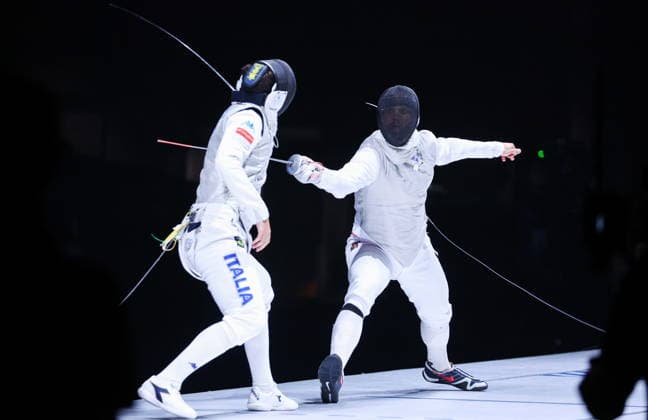 CHINA, HONG KONG - JULY 25, 2026: Italy s Filippo Macchi (L) and the Czech Republic s Alexander Choupenitch compete in the men™s individual foil event at the 2026 Kerry Fencing World Championships 2026 Fencing World Championships In Hong Kong  - ZUMAt113 20260725_zaa_t113_461 Copyright: xMikhailxSinitsynx