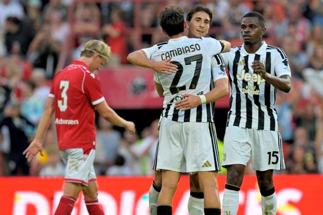 Standard de Liege v Juventus - Jupiler Pro League Friendly LIEGE, BELGIUM - JULY 25 : Miretti Fabio of Juventus celebrates scoring a goal during the Jupiler Pro League friendly match between Standard de Liege and Juventus on July 25, 2026 in Liege, Belgium, 25 07 2026 Liege Belgium  Copyright: xSesx