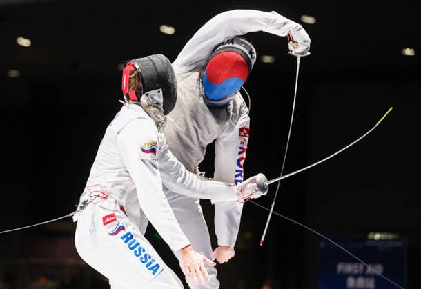 CHINA, HONG KONG - JULY 25, 2026: Russia s Kirill Borodachev (L) and Republic of Korea s Youn Jeonghyun compete in the men™s individual foil event at the 2026 Kerry Fencing World Championships 2026 Fencing World Championships In Hong Kong  - ZUMAt113 20260725_zaa_t113_487 Copyright: xMikhailxSinitsynx