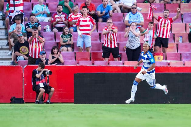 July 25, 2026, Granada, Granada, Spain: Owen Mira of Granada CF celebrates after scoring his team s first goal during the Ciudad de Granada Trophy football match played between Granada CF and Real Betis at Nuevo Los Carmenes stadium on July 25, 2026, in Granada, Spain. Granada Spain - ZUMAa181 20260725_zaa_a181_023 Copyright: xJoaquinxCorcherox