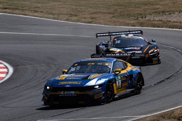 GER, DTM, 9. & 10. Lauf, Motorsport Arena Oschersleben 25.07.2026, Motorsport Arena, Oschersleben, GER, DTM, 9. & 10. Lauf, Motorsport Arena Oschersleben Arjun Maini, HRT Ford Racing Ford Mustang GT3 Evo, Timo Glock, Dörr Motorsport McLaren 720S GT3 Evo Â Foto: Alexander Trienitz Oschersleben Motorsport Arena Sachsen-Anhalt Deutschland *** GER, DTM, Round 9 of 10, Motorsport Arena Oschersleben, July 25, 2026, Motorsport Arena, Oschersleben, GER, DTM, Round 9 of 10, Motorsport Arena Oschersleben Arjun Maini, HRT Ford Racing Ford Mustang GT3 Evo, Timo Glock, Dörr Motorsport McLaren 720S GT3 Evo Photo by Alexander Trienitz Oschersleben Motorsport Arena Saxony-Anhalt Germany
