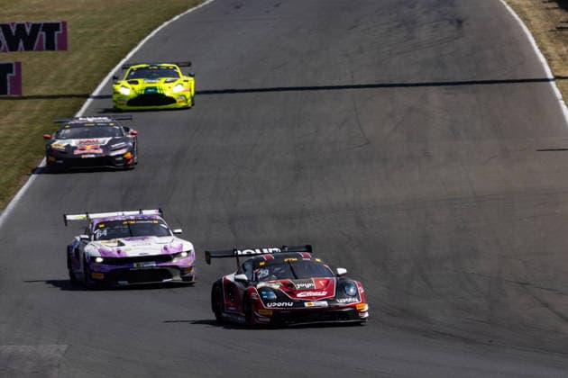 GER, DTM, 9. & 10. Lauf, Motorsport Arena Oschersleben 25.07.2026, Motorsport Arena, Oschersleben, GER, DTM, 9. & 10. Lauf, Motorsport Arena Oschersleben Bastian Buus, Land-Motorsport Porsche 911 GT3 R Evo, Finn Wiebelhaus, HRT Ford Racing Ford Mustang GT3 Evo Â Foto: Alexander Trienitz Oschersleben Motorsport Arena Sachsen-Anhalt Deutschland *** GER, DTM, Round 9 of 10, Motorsport Arena Oschersleben, July 25, 2026, Motorsport Arena, Oschersleben, GER, DTM, Round 9 of 10, Motorsport Arena Oschersleben: Bastian Buus, Land Motorsport Porsche 911 GT3 R Evo; Finn Wiebelhaus, HRT Ford Racing Ford Mustang GT3 Evo. Photo by Alexander Trienitz, Oschersleben Motorsport Arena, Saxony-Anhalt, Germany