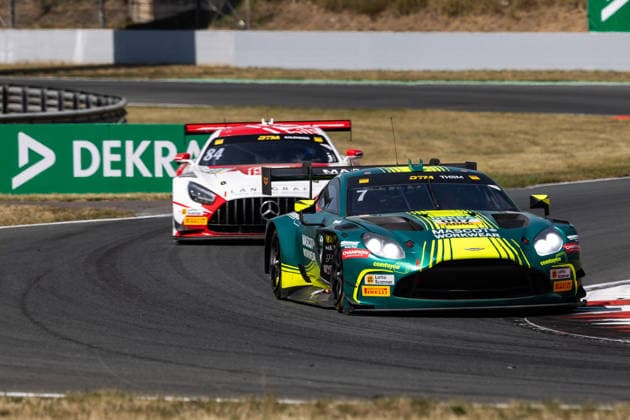GER, DTM, 9. & 10. Lauf, Motorsport Arena Oschersleben 25.07.2026, Motorsport Arena, Oschersleben, GER, DTM, 9. & 10. Lauf, Motorsport Arena Oschersleben Nicki Thiim, Comtoyou Racing Aston Martin Vantage GT3, Tom Kalender, Mercedes-AMG Team Landgraf Mercedes-AMG GT3 Â Foto: Alexander Trienitz Oschersleben Motorsport Arena Sachsen-Anhalt Deutschland *** GER, DTM, Round 9 of 10, Motorsport Arena Oschersleben, July 25, 2026, Motorsport Arena, Oschersleben, GER, DTM, Round 9 of 10, Motorsport Arena Oschersleben: Nicki Thiim, Comtoyou Racing Aston Martin Vantage GT3; Tom Kalender, Mercedes-AMG Team Landgraf Mercedes-AMG GT3. Photo by Alexander Trienitz, Oschersleben Motorsport Arena, Saxony-Anhalt, Germany