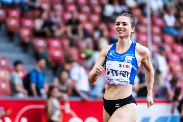Swiss Athletics Championships, 25.07.2026 ZURICH, SWITZERLAND - JULY 25: Geraldine Di Tizio-Frey (LK Zug) celebrates in the womens 100 m final at the Swiss Athletics Championships on July 25, 2026 in Zurich, Switzerland. *** Swiss Athletics Championships, July 25, 2026, Zurich, Switzerland. Geraldine Di Tizio Frey of LK Zug celebrates in the women s 100-meter final at the Swiss Athletics Championships on July 25, 2026, in Zurich, Switzerland. Copyright: xBEAUTIFULxSPORTS UlfxSchillerx