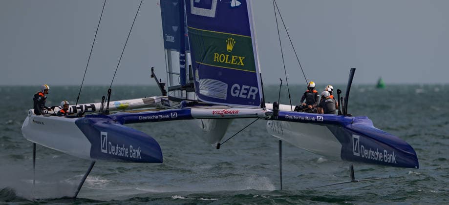Rolex SailGP Championship Deutsche Bank Germany in action during the 2026 Rolex SailGP Championship at The Solent, Portsmouth 25 07 2026 UK Newspapers OUT Copyright: xGraemexWilcocksonx FIL-23671-0038