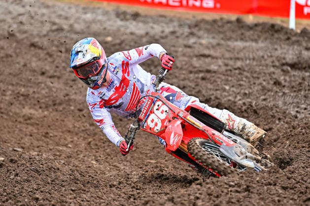 July 25, 2026: Hunter Lawrence (96) on his HRC Progressive Honda during Round 25 of the Monster Energy SMX World Championship, WM, Weltmeisterschaft series Pro Motocross qualifying at Washougal, WA. CSM Washougal United States - ZUMAc04_ 20260725_zma_c04_045 Copyright: xStevexFaberx