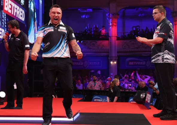 World Matchplay Darts 2026 Gerwyn Price during the World Matchplay darts at Winter Gardens, Blackpool, UK on 25 July 2026. Blackpool Winter Gardens UK Editorial use only , Copyright: xChrisxSargeantx PSI-24531-0021