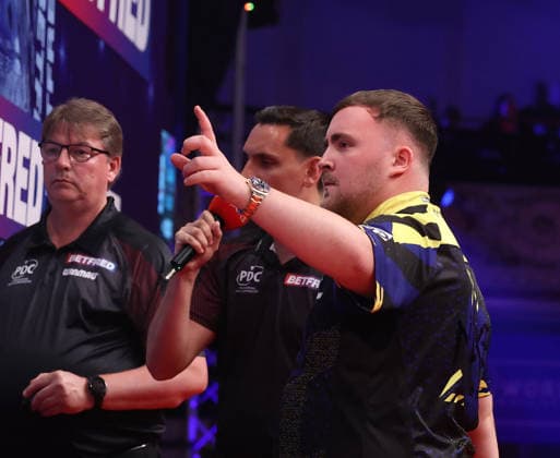 World Matchplay Darts 2026 Luke Littler during the World Matchplay darts at Winter Gardens, Blackpool, UK on 25 July 2026. Blackpool Winter Gardens UK Editorial use only , Copyright: xChrisxSargeantx PSI-24531-0047