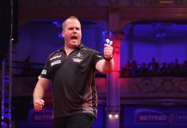 World Matchplay Darts 2026 Dirk van Duijvenbode during the World Matchplay darts at Winter Gardens, Blackpool, UK on 25 July 2026. Blackpool Winter Gardens UK Editorial use only , Copyright: xChrisxSargeantx PSI-24531-0059