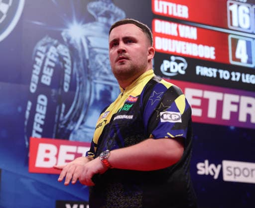 World Matchplay Darts 2026 Luke Littler during the World Matchplay darts at Winter Gardens, Blackpool, UK on 25 July 2026. Blackpool Winter Gardens UK Editorial use only , Copyright: xChrisxSargeantx PSI-24531-0052