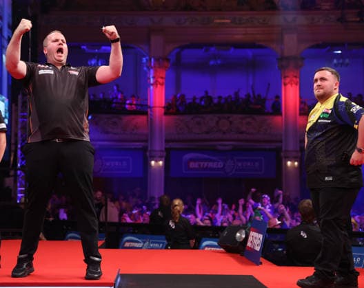 World Matchplay Darts 2026 Dirk van Duijvenbode during the World Matchplay darts at Winter Gardens, Blackpool, UK on 25 July 2026. Blackpool Winter Gardens UK Editorial use only , Copyright: xChrisxSargeantx PSI-24531-0062