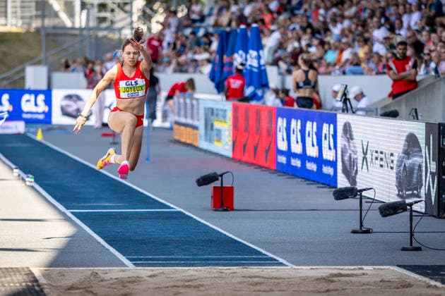 Deutsche Leichtathletik-Meisterschaften; Bochum-Wattenscheid, 25.07.2026 Caroline Joyeux (LG Nord Berlin) beim Dreisprung; Deutsche Leichtathletik-Meisterschaften am 25.07.2026 im Lorheide-Stadion, Bochum-Wattenscheid (Nordrhein-Westfalen). *** German Track and Field Championships, Bochum-Wattenscheid, July 25, 2026: Caroline Joyeux of LG Nord Berlin in the triple jump at the German Track and Field Championships on July 25, 2026, at Lorheide Stadium, Bochum-Wattenscheid, North Rhine-Westphalia Copyright: xBEAUTIFULxSPORTS LeahxKohringx