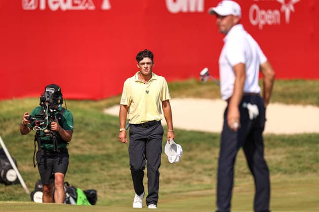 Jackson Koivun of the United States looks on after completing his round on the 18th hole during the third round of the 2026 3M Open at TPC Twin Cities on July 25, 2026 in Blaine, Minnesota. CSM Blaine USA - ZUMAc04_ 20260725_zma_c04_242 Copyright: xStevenxGarciax