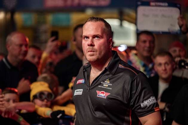 RECORD DATE NOT STATED 25th July 2026, Winter Gardens, Blackpool, Lancashire, England; 2026 Betfred World Matchplay Darts, Day Eight; Dirk van Duijvenbode GodfreyxPitt