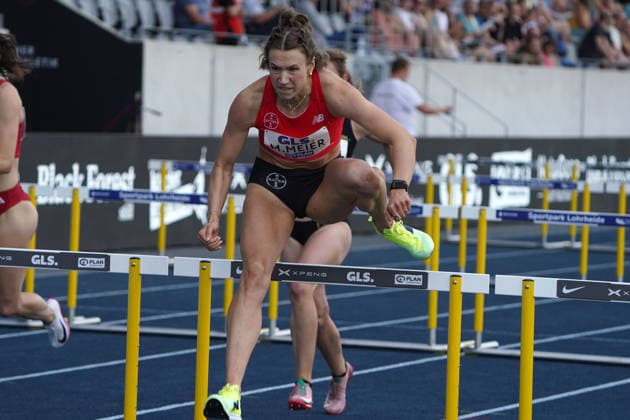 Leichtathletik, Athletics, Track and Field,, Leichtathletik DM 2026 , 25.07-26.07.2026, Lohrheidestadion Bochum-Wattenheid 100m Hürden Frauen, Marlene Meier, TSV Bayer 04 Leverkusen Copyright Gladys Chai von der Laage *** Track and Field, Athletics, Track and Field, 2026 German Track and Field Championships, July 25–26, 2026, Lohrheidestadion, Bochum, Wattenheid, Women’s 100m Hurdles, Marlene Meier, TSV Bayer 04 Leverkusen, Copyright Gladys Chai von der Laage