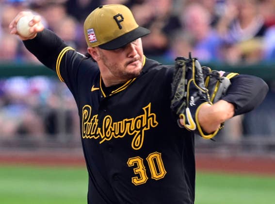 Pittsburgh Pirates pitcher Paul Skenes (30) throws in the first inning against the Chicago Cubs at PNC Park on Saturday, July 25, 2026 in Pittsburgh.  PIT2026072501 ArchiexCarpenter