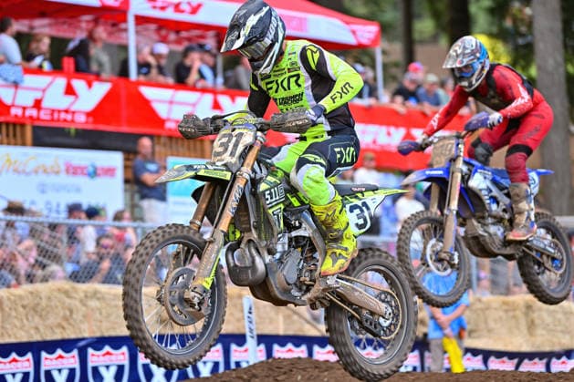 July 25, 2026: Mikkel Haarup (31) takes his 5.11 Triumph Racing Factory Team to a P11 during Round 25 of the Monster Energy SMX World Championship, WM, Weltmeisterschaft series Pro Motocross 450 second moto at Washougal, WA. Hunter Lawrence won the 450 class overall. CSM Washougal United States - ZUMAc04_ 20260725_zma_c04_279 Copyright: xStevexFaberx
