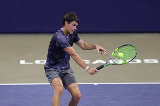 LOS CABOS TENNIS OPEN 2026 LOS CABOS TENNIS OPEN 2026 ALAN MAGADAN VS GARRETT JOHNS 25072026 LOS CABOS, MEXICO. Action photo of Garrett Johns of United States, during qualy game of the Los Cabos Tennis Open 2026 held at the Cabo Sports Complex in Baja California, Mexico. Foto de accion de Garrett Johns de Estados Unidos, durante juego clasificatorio del Los Cabos Tennis Open 2026 celebrado en el Cabo Sports Complex de Baja California, Mexico. PHOTO BY IMAGENSHOP AGENCIA FOTOGRAFICA LOS CABOS BAJA CALIFORNIA MEXICO *** LOS CABOS TENNIS OPEN 2026 LOS CABOS TENNIS OPEN 2026 ALAN MAGADAN VS. GARRETT JOHNS 07 25 2026 LOS CABOS, MEXICO Action photo of Garrett Johns of the United States during a qualifying match at the 2026 Los Cabos Tennis Open held at the Cabo Sports Complex in Baja California, Mexico Action photo of Garrett Johns of the United States, during a qualifying match at the 2026 Los Cabos Tennis Open held at the Cabo Sports Complex in Baja California, Mexico PHOTO BY IMAGENSHOP PHOTO AGENCY LOS CABOS BAJA CALIFORNIA MEXICO Copyright: xIMAGENSHOPxAGENCIAxFOTOGRAFICAx