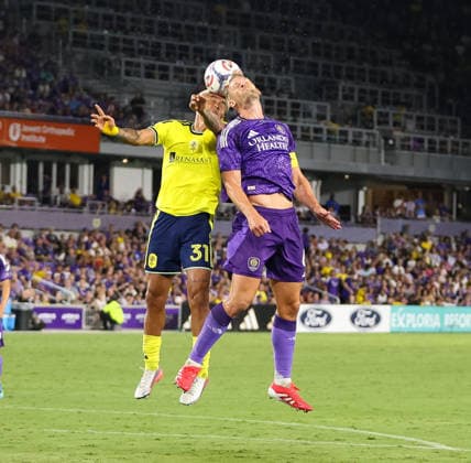July 25, 2026, Orlando, Florida, USA: Orlando City SC defender ROBIN JANSSON (6) and Nashville Nashville SC defense ANDY NoÂJAR (31) heads the ball. Orlando City SC hosted Nashville SC at Inter.Co Stadium in Orlando, FL. Orlando USA - ZUMAm299 20260725_znp_m299_023 Copyright: xTaylorxMcFeex