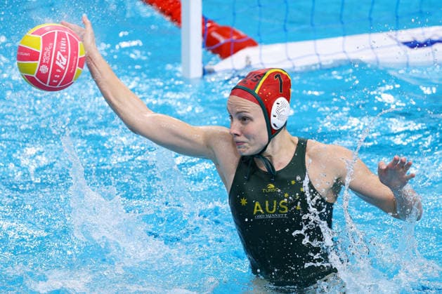 July 26, 2026, Sydney, Nsw, Australia: GABRIELLA PALM of Australia makes a save in the Women s bronze medal match between Australia and Russia during the 2026 World Aquatics Women s Water polo, Wasserball World Cup. Sydney Australia - ZUMAt173 20260726_zsp_t173_015 Copyright: xStephanexThomasx