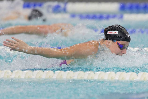Deutsche Sprint- und Lagenmeisterschaften im Schwimmen 2026 50m Schmetterling Frauen Elimination: Die Siegerin Angelina Köhler (Deutscher Schwimm-Verband). Deutsche Sprint- und Lagenmeisterschaften am 25. Juli 2026 im Stadionbad in Hannover., Hannover Niedersachsen Deutschland Stadionbad *** 2026 German Sprint and Individual Medley Swimming Championships, Women’s 50-meter Butterfly Elimination Round: Winner Angelina Köhler, German Swimming Federation. German Sprint and Individual Medley Championships on July 25, 2026, at the Stadionbad in Hanover, Hanover, Lower Saxony, Germany. Stadionbad