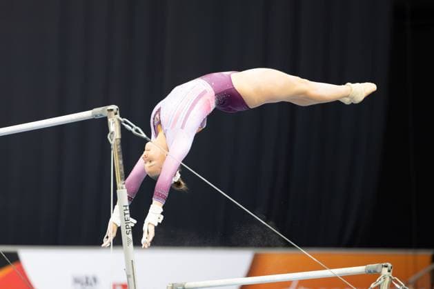 DM Finals 2026; Gerätfinals Frauen Stufenbarren***Silja Stöhr bei ihrer Übung *** 2026 DM Finals Women s Apparatus Finals: Uneven Bars***Silja Stöhr performing her routine Copyright: xUdoxHerrmannx