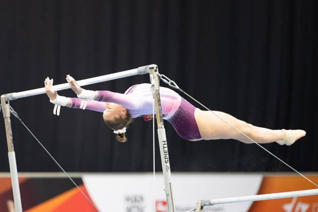 DM Finals 2026; Gerätfinals Frauen Stufenbarren***Silja Stöhr bei ihrer Übung *** 2026 DM Finals Women s Apparatus Finals: Uneven Bars***Silja Stöhr performing her routine Copyright: xUdoxHerrmannx