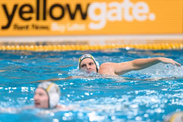Water polo, Wasserball WORLD CUP, Charlie Negus of Australia in action during the Men s Bronze Medal Match Water Polo World Cup Final match between Australia and Italy at Sydney Olympic Park Aquatic Centre in Sydney, Sunday, July 26, 2026. ( NO ARCHIVING, EDITORIAL USE ONLY SYDNEY NEW SOUTH WALES AUSTRALIA  Copyright: xSTEVENxMARKHAMx 20260726144169159754