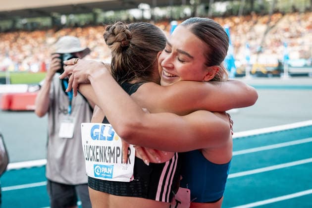 Ernst Jolina (TV Wattenscheid 01, 100m Frauen, 1332), Lueckenkemper Gina (SCC Berlin, 100m Frauen, 212), GER, Leichtathletik, Athletics, Deutsche Meisterschaften, Die Finals, Wattenscheid, 25.07.2026, GER, Leichtathletik, Athletics, Deutsche Meisterschaften, Die Finals, Wattenscheid, 25.07.2026 Wattenscheid *** Ernst Jolina, TV Wattenscheid 01, Women s 100m, 1332, Gina Lueckenkemper, SCC Berlin, Women s 100m, 212, GER, Track and Field, Athletics, German Championships, The Finals, Wattenscheid, July 25, 2026, GER, Track and Field, Athletics, German Championships, The Finals, Wattenscheid, July 25, 2026, Wattenscheid Copyright: xStefanxMayerx EP_SMR