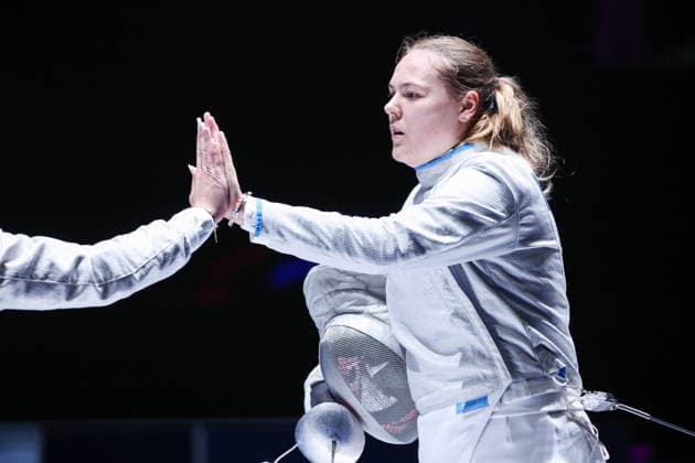 CHINA, HONG KONG - JULY 26, 2026: Russia s Alina Mikhailova competes in the ladies individual sabre event at the 2026 Kerry Fencing World Championships. Mikhail Sinitsyn TASS  95477106