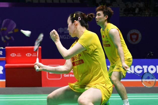 CHANGZHOU, CHINA - JULY 26: Guo Xinwa and Chen Fanghui of China compete in the Mixed Doubles Final match against Feng Yanzhe and Huang Dongping of China on day 6 of the China Open 2026 at Changzhou Olympic Sports Center Gymnasium on July 26, 2026 in Changzhou, Jiangsu Province of China.  Copyright: xVCGx 111656483096