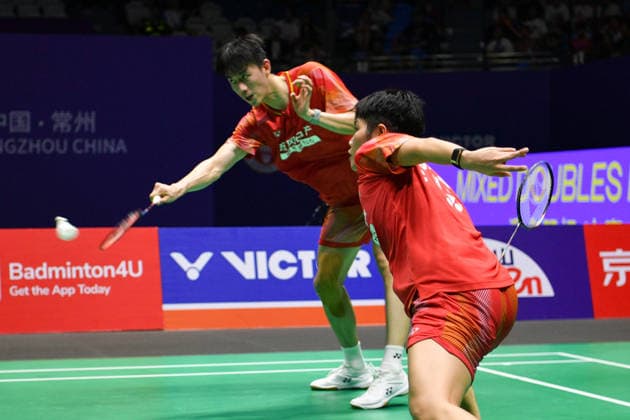 CHANGZHOU, CHINA - JULY 26: Feng Yanzhe and Huang Dongping of China compete in the Mixed Doubles Final match against Guo Xinwa and Chen Fanghui of China on day 6 of the China Open 2026 at Changzhou Olympic Sports Center Gymnasium on July 26, 2026 in Changzhou, Jiangsu Province of China.  Copyright: xVCGx 111656483098