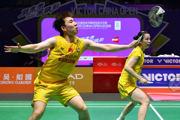 CHANGZHOU, CHINA - JULY 26: Guo Xinwa and Chen Fanghui of China compete in the Mixed Doubles Final match against Feng Yanzhe and Huang Dongping of China on day 6 of the China Open 2026 at Changzhou Olympic Sports Center Gymnasium on July 26, 2026 in Changzhou, Jiangsu Province of China.  Copyright: xVCGx 111656483100