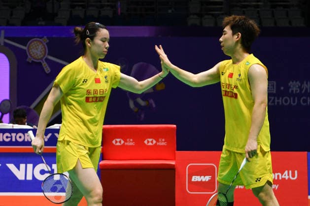 CHANGZHOU, CHINA - JULY 26: Guo Xinwa and Chen Fanghui of China react in the Mixed Doubles Final match against Feng Yanzhe and Huang Dongping of China on day 6 of the China Open 2026 at Changzhou Olympic Sports Center Gymnasium on July 26, 2026 in Changzhou, Jiangsu Province of China.  Copyright: xVCGx 111656483083