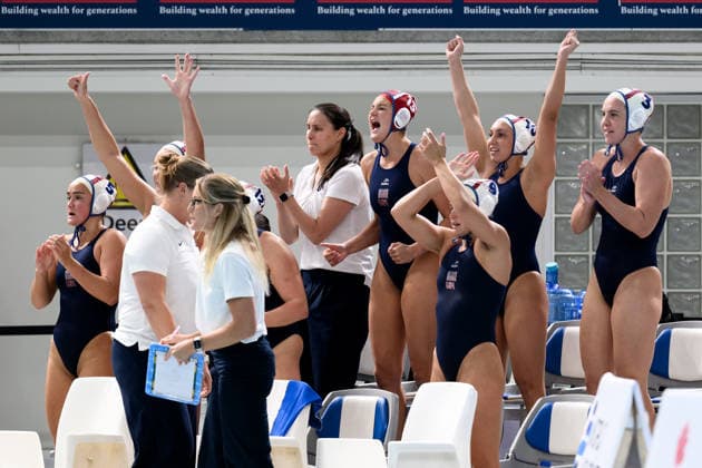 Water polo, Wasserball WORLD CUP, USA celebrate a point during the Women™s Gold Medal Water Polo World Cup Final match between United States and Spain at Sydney Olympic Park Aquatic Centre in Sydney, Sunday, July 26, 2026. ( NO ARCHIVING, EDITORIAL USE ONLY SYDNEY NEW SOUTH WALES AUSTRALIA  Copyright: xSTEVENxMARKHAMx 20260726169996826851