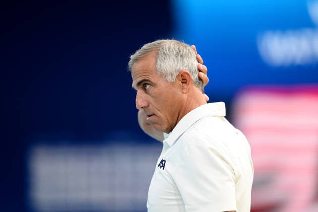 Water polo, Wasserball WORLD CUP, USA coach Adam Krikorian during the Women™s Gold Medal Water Polo World Cup Final match between United States and Spain at Sydney Olympic Park Aquatic Centre in Sydney, Sunday, July 26, 2026. ( NO ARCHIVING, EDITORIAL USE ONLY SYDNEY NEW SOUTH WALES AUSTRALIA  Copyright: xSTEVENxMARKHAMx 20260726183967645934