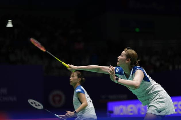 (260726) -- CHANGZHOU, July 26, 2026 -- Fukushima Yuki Matsumoto Mayu (R) compete during the women s doubles final match between Liu Shengshu Tan Ning of China and Fukushima Yuki Matsumoto Mayu of Japan at the 2026 China Open badminton tournament in Changzhou, east China s Jiangsu Province, July 26, 2026. ) (SP)CHINA-CHANGZHOU-BADMINTON-CHINA OPEN-WOMEN S DOUBLES-FINAL (CN) SunxFei 