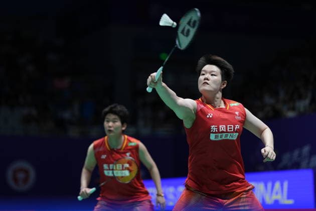 (260726) -- CHANGZHOU, July 26, 2026 -- Liu Shengshu (R) Tan Ning compete during the women s doubles final match between Liu Shengshu Tan Ning of China and Fukushima Yuki Matsumoto Mayu of Japan at the 2026 China Open badminton tournament in Changzhou, east China s Jiangsu Province, July 26, 2026. ) (SP)CHINA-CHANGZHOU-BADMINTON-CHINA OPEN-WOMEN S DOUBLES-FINAL (CN) SunxFei 