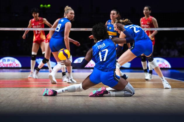 China v Italy - 2026 FIVB Volleyball Nations League MACAU, CHINA - JULY 26: Myriam Fatime Sylla (17) of Italy in action during the 2026 FIVB Women s Volleyball Nations League (VNL) third-place match between China and Italy at the East Asian Games Dome in Macau, China, on July 26, 2026. Dilara Irem Sancar Anadolu Macau China. Editorial use only. Please get in touch for any other usage.  Copyright: x2026xAnadoluxDilaraxIremxSancarx