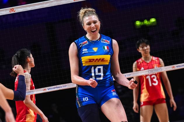 China v Italy - 2026 FIVB Volleyball Nations League MACAU, CHINA - JULY 26: Sarah Luisa Fahr (19) of Italy celebrates after a point during the 2026 FIVB Women s Volleyball Nations League (VNL) third-place match between China and Italy at the East Asian Games Dome in Macau, China, on July 26, 2026. Dilara Irem Sancar Anadolu Macau China. Editorial use only. Please get in touch for any other usage.  Copyright: x2026xAnadoluxDilaraxIremxSancarx